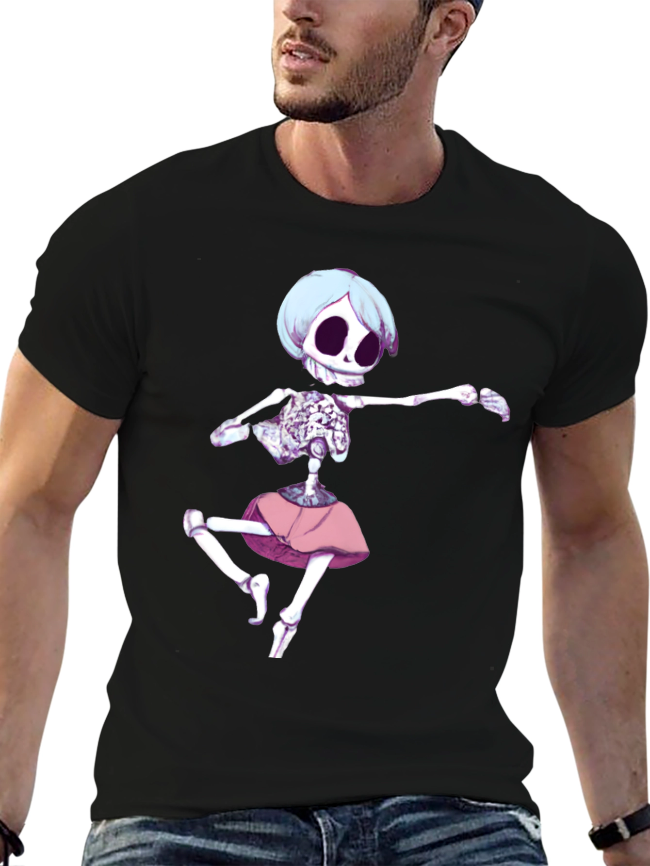 Skeleton Ballerina Graphic T-Shirt - Black