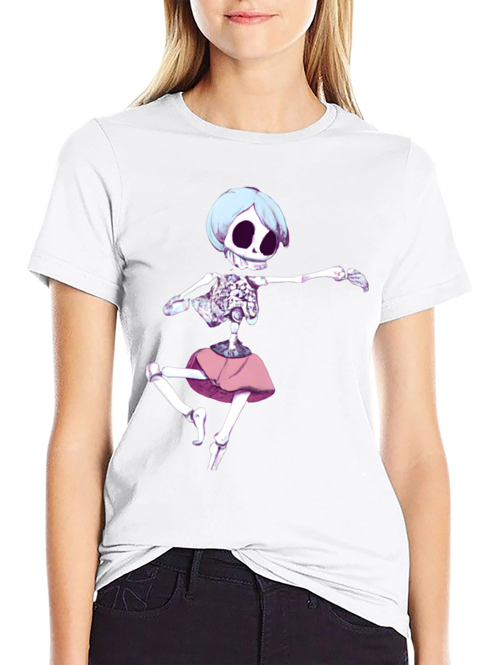 Skeleton Ballerina Graphic T-Shirt - Black