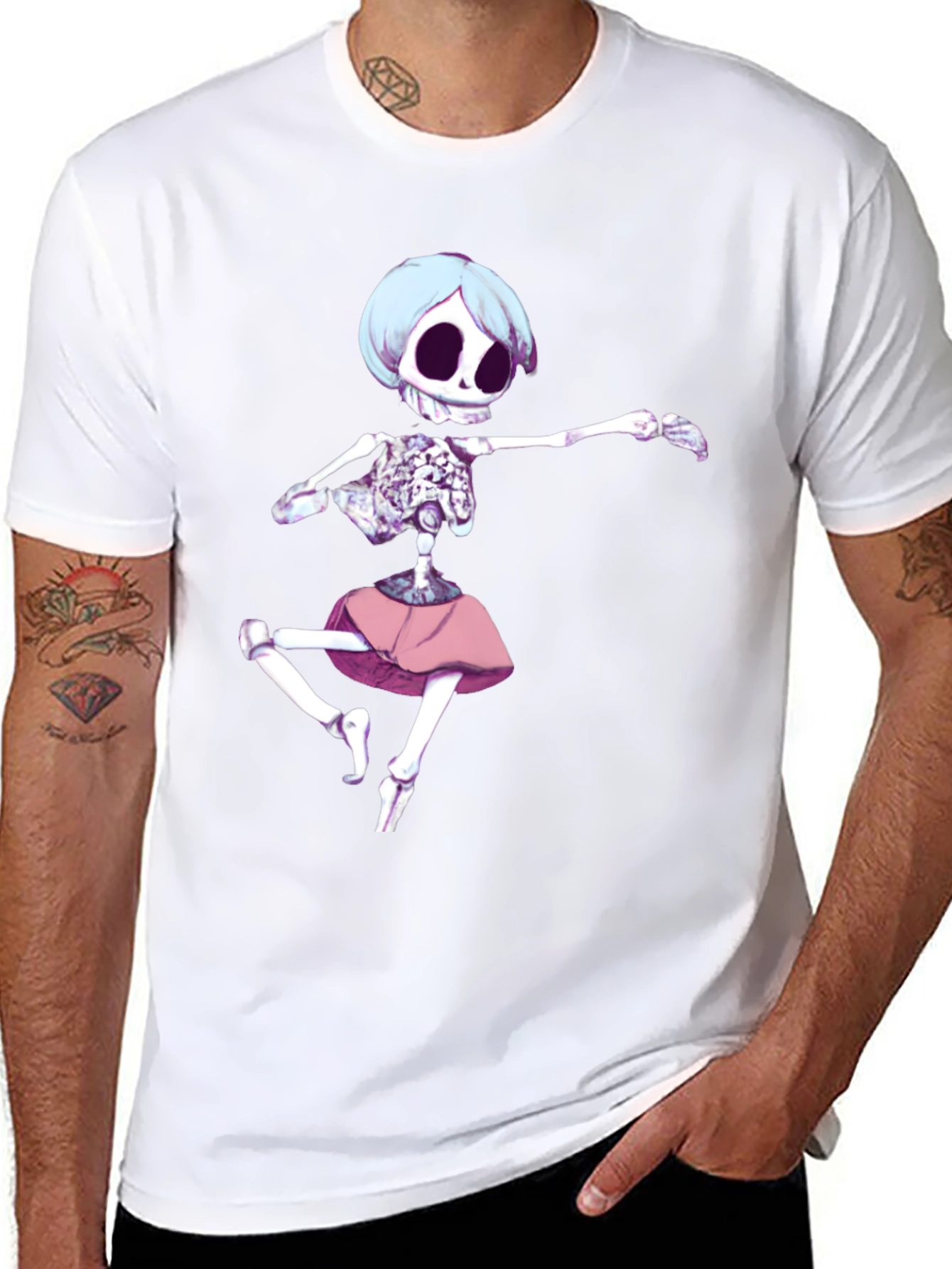 Skeleton Ballerina Graphic T-Shirt - Black