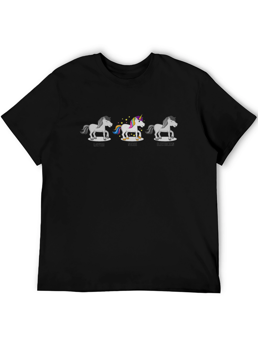 Unicorn Job Title Black Graphic T-Shirt