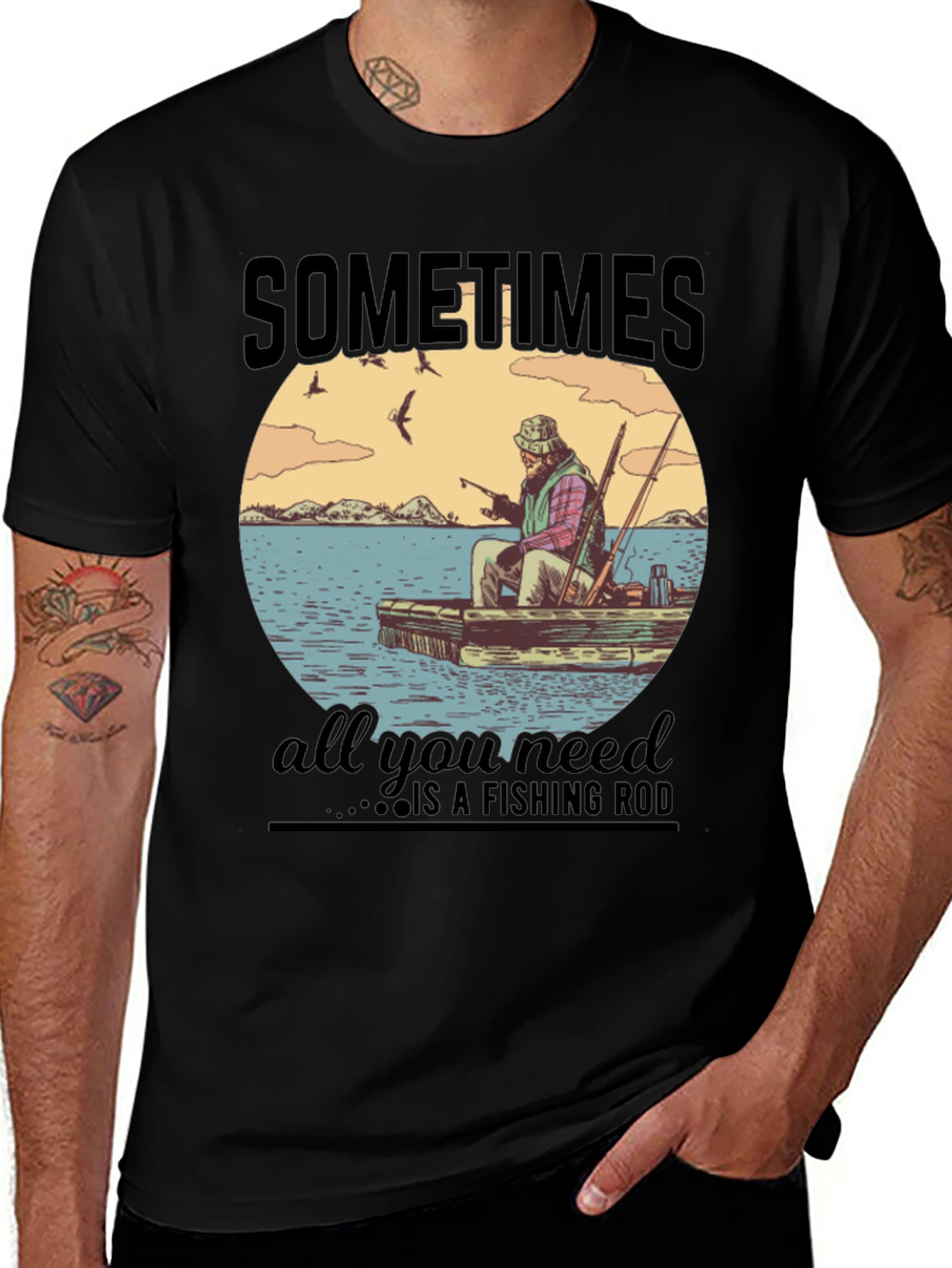 Fishing Rod Graphic T-Shirt