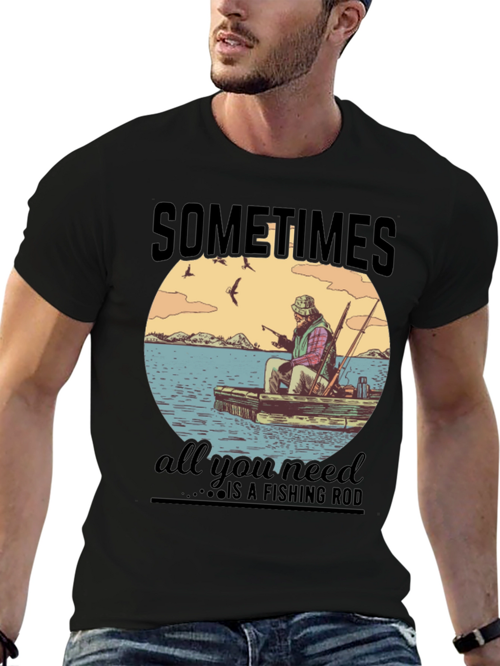 Fishing Rod Graphic T-Shirt