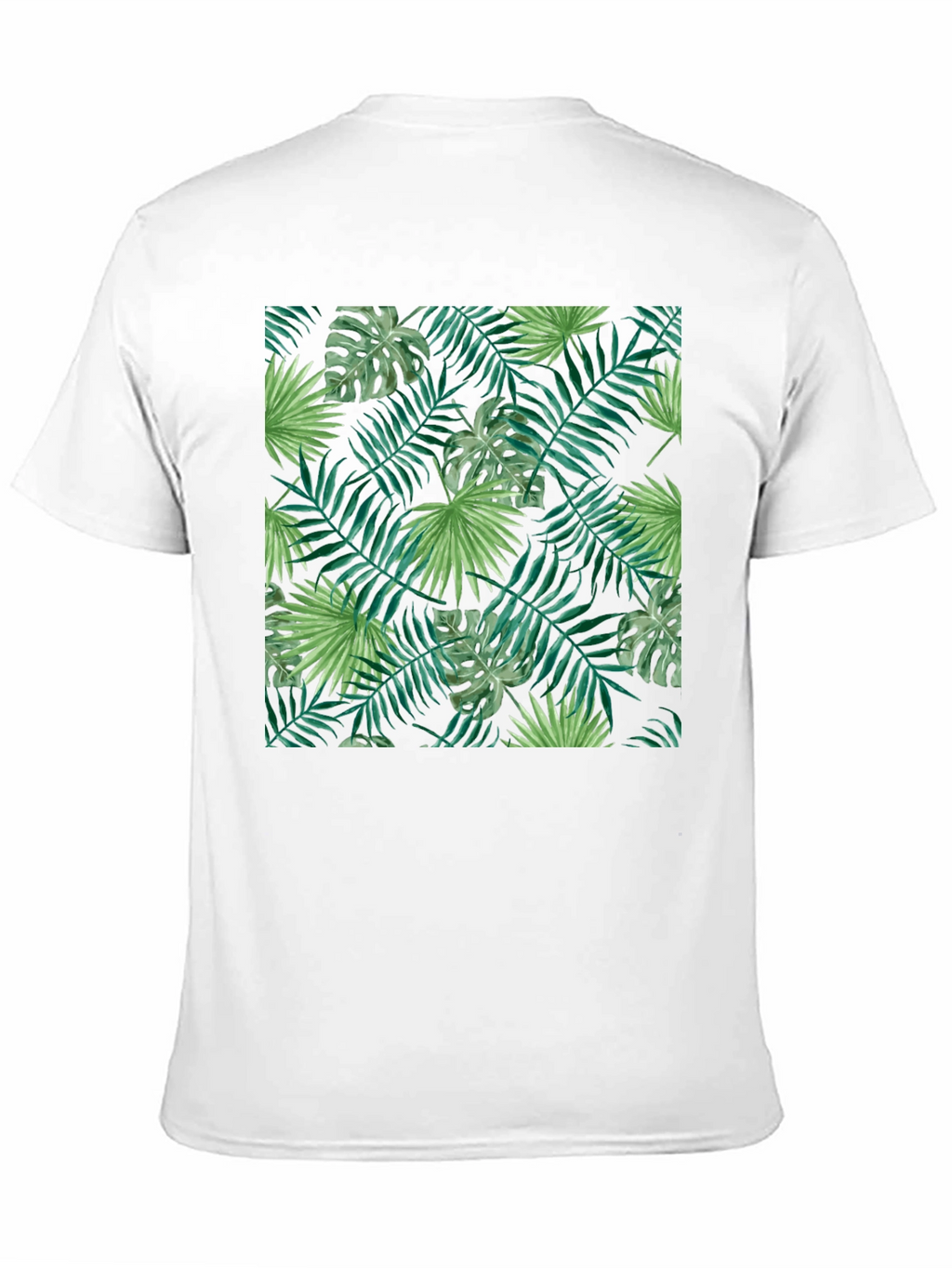 Tropical Leaves Print Black T-Shirt