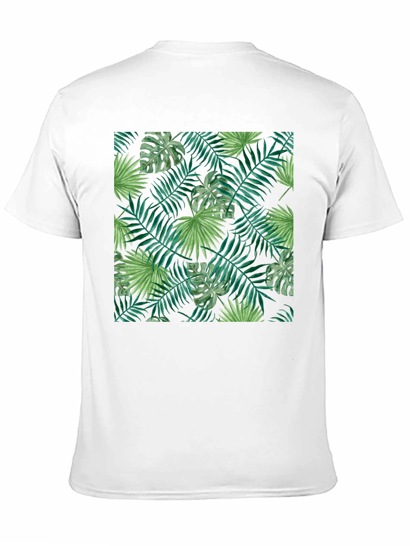 Tropical Leaves Print Black T-Shirt