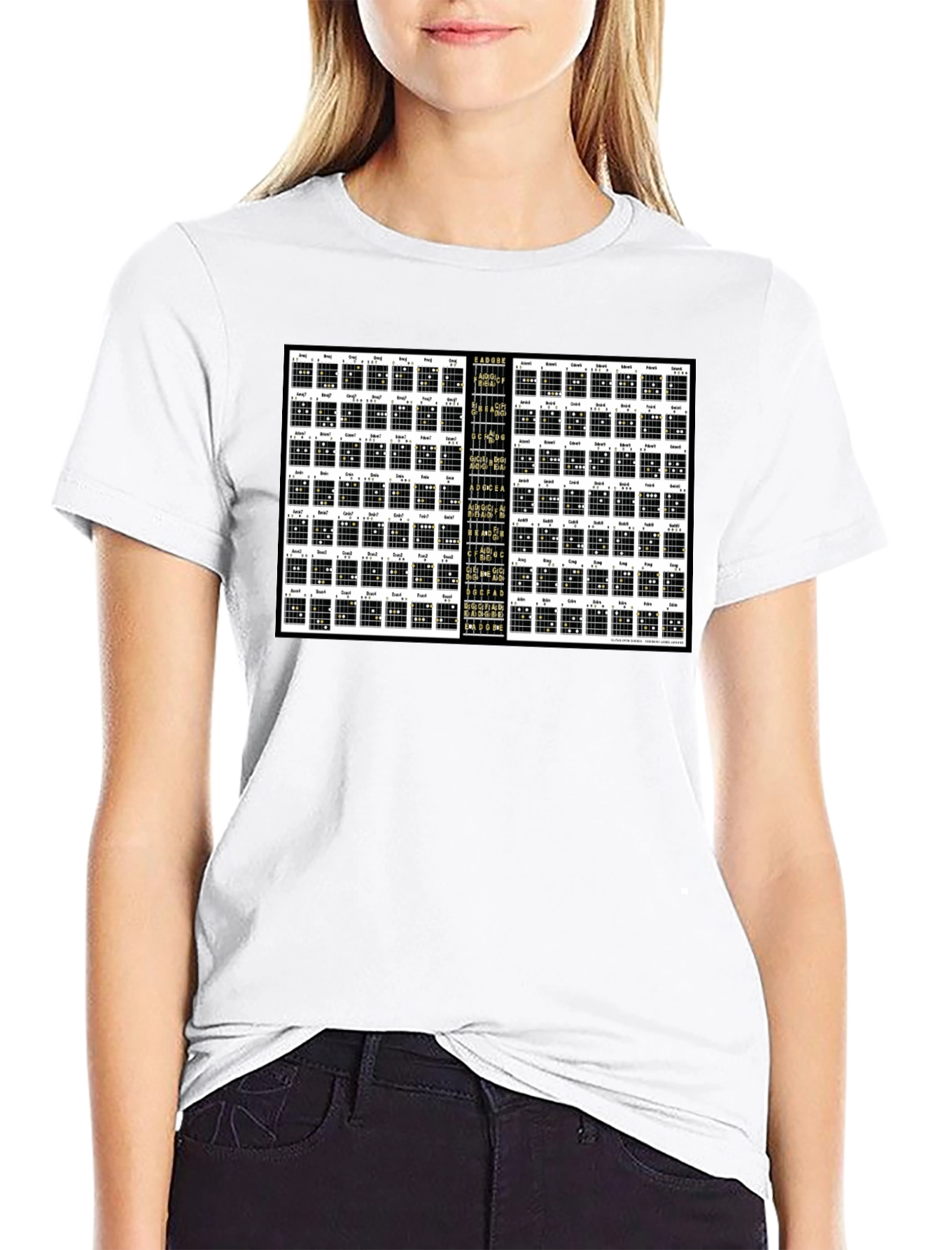 Guitar Chord Chart Black T-Shirt