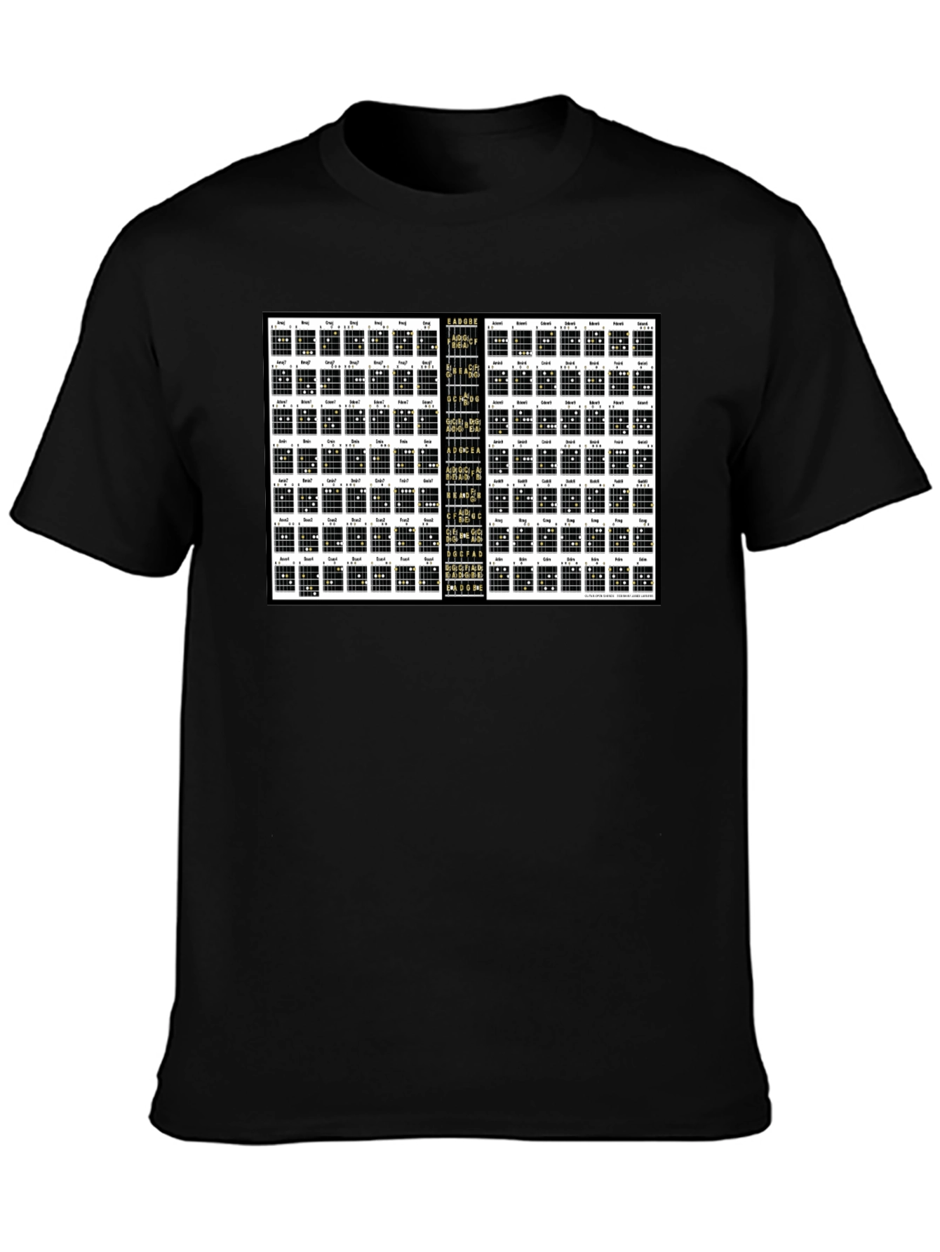 Guitar Chord Chart Black T-Shirt