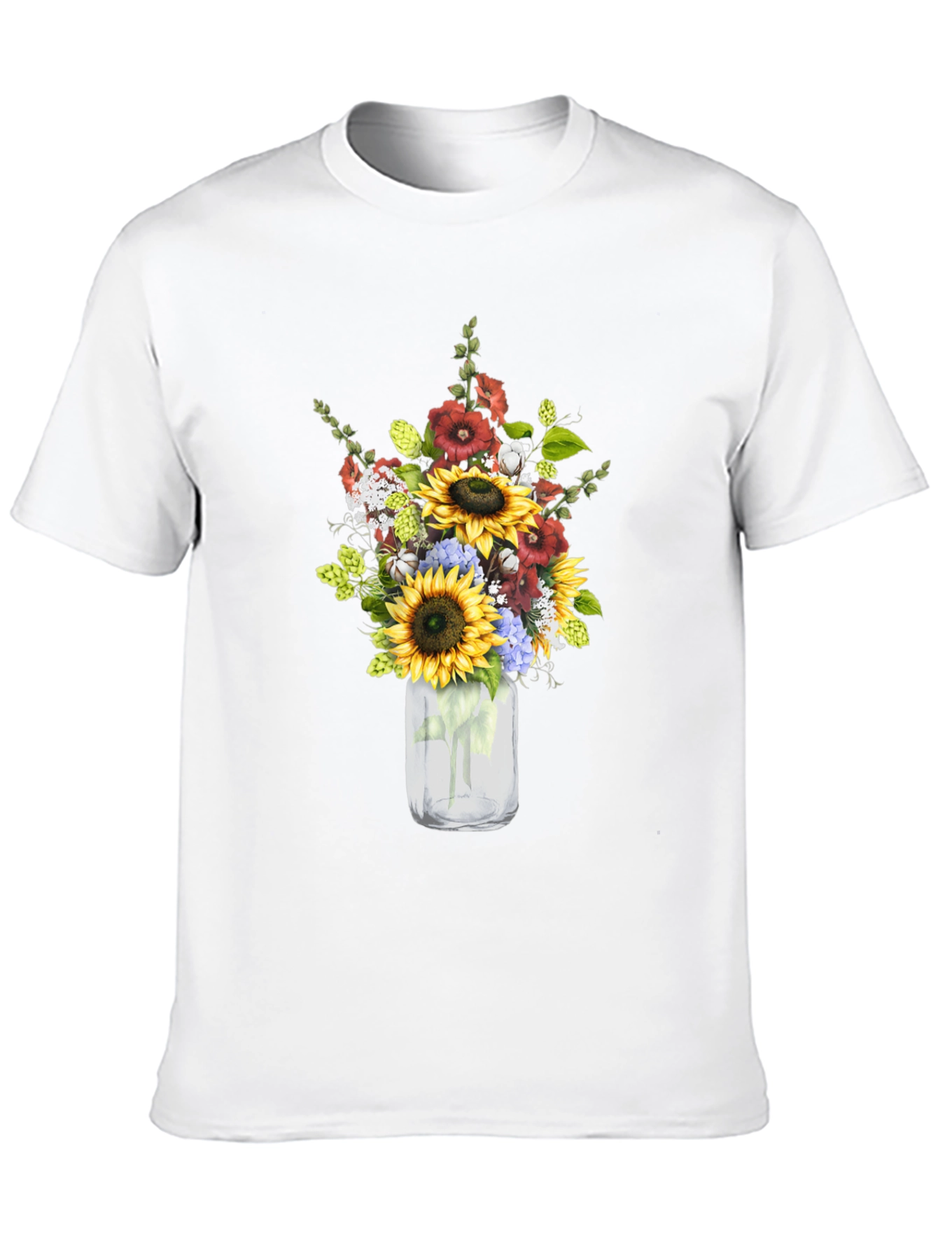 Floral Mason Jar Graphic Tee - Black