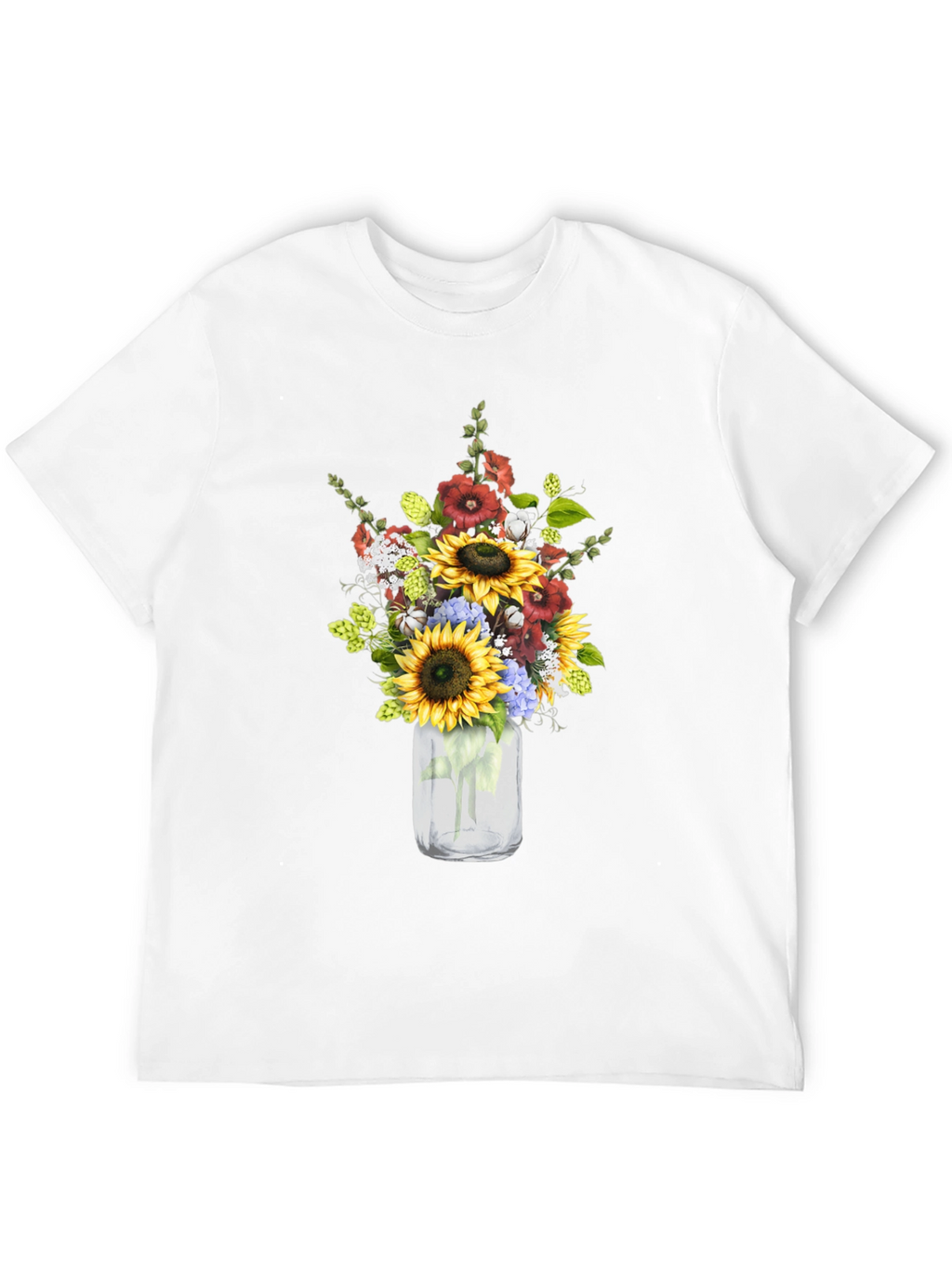 Floral Mason Jar Graphic Tee - Black