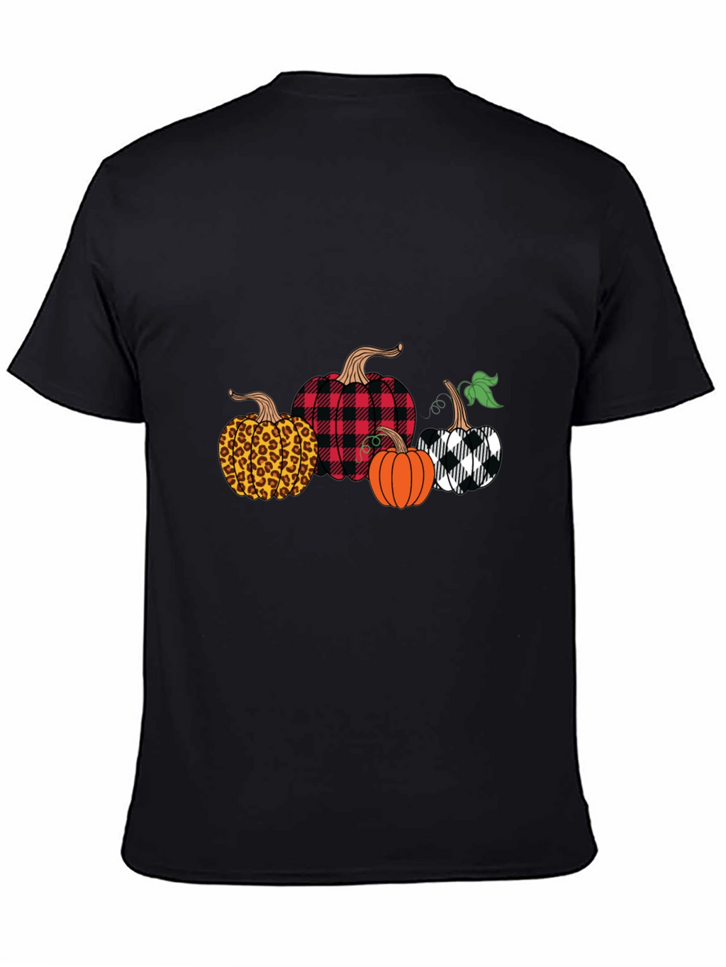 Novelty Pumpkin Patterned Crew Neck T-Shirt