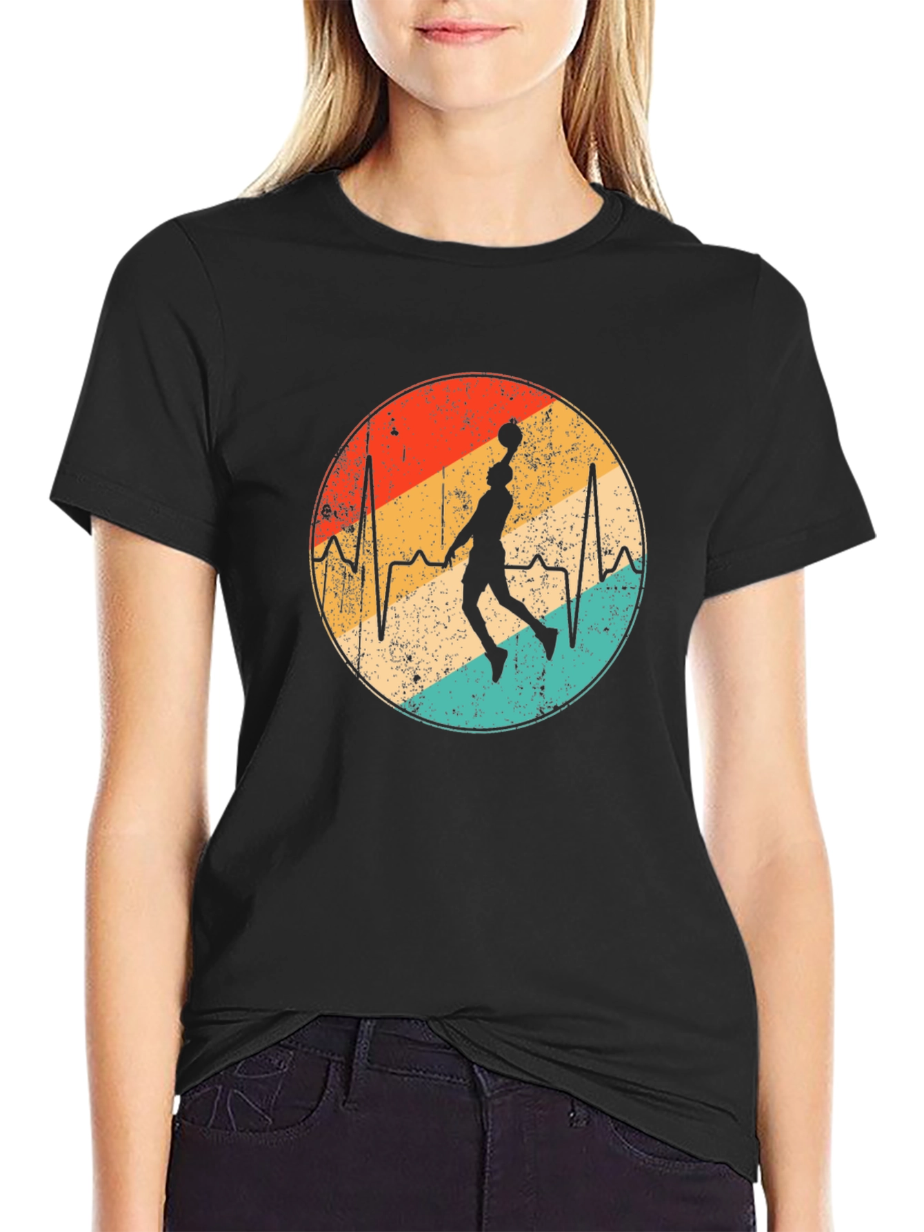 Vintage Basketball Heartbeat T-Shirt - Retro Style