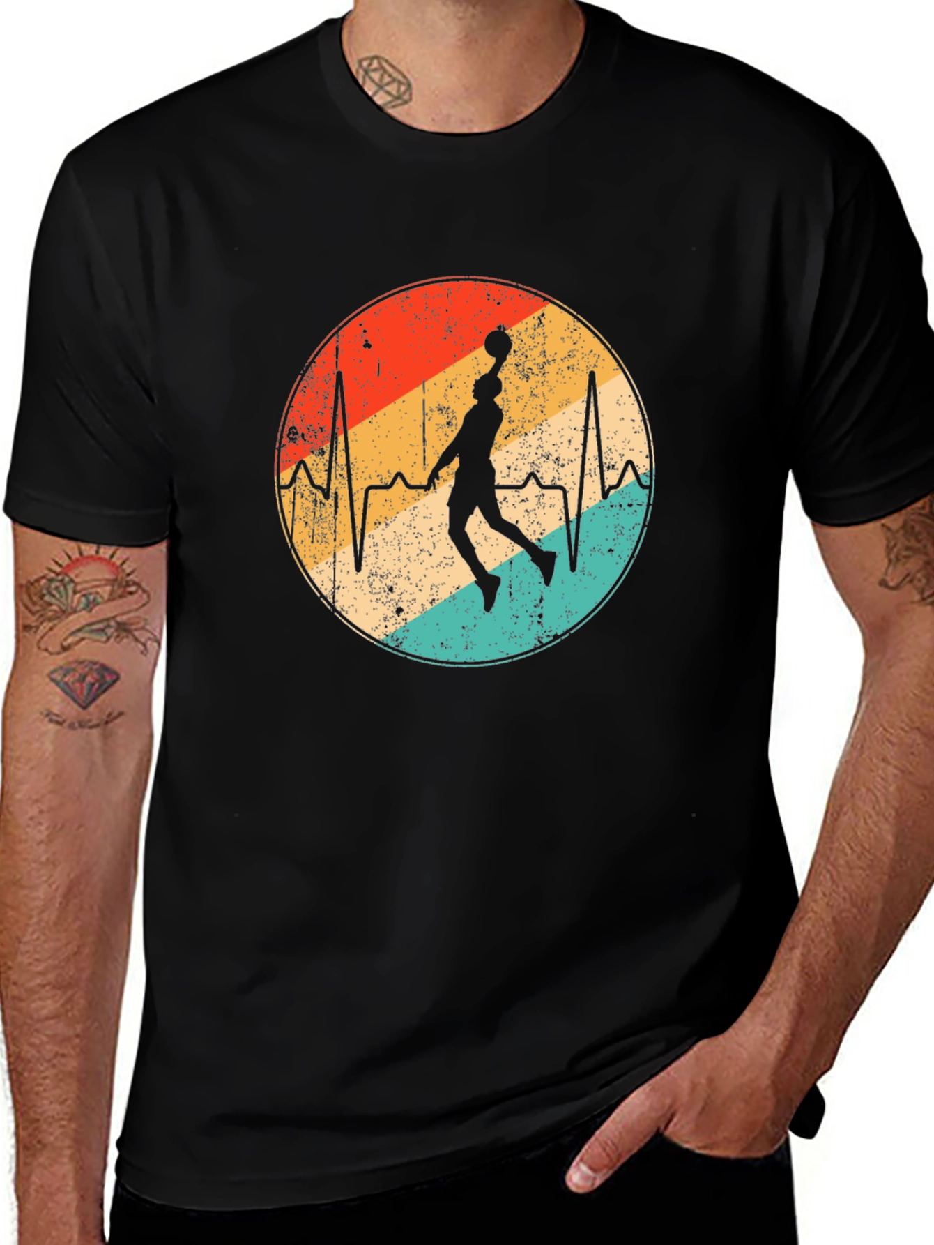 Vintage Basketball Heartbeat T-Shirt - Retro Style