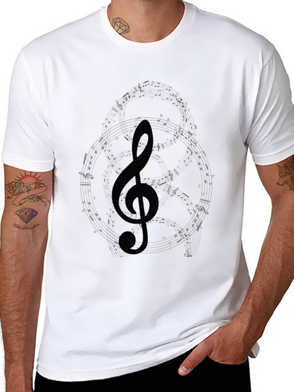 Treble Clef Graphic T-Shirt - Black