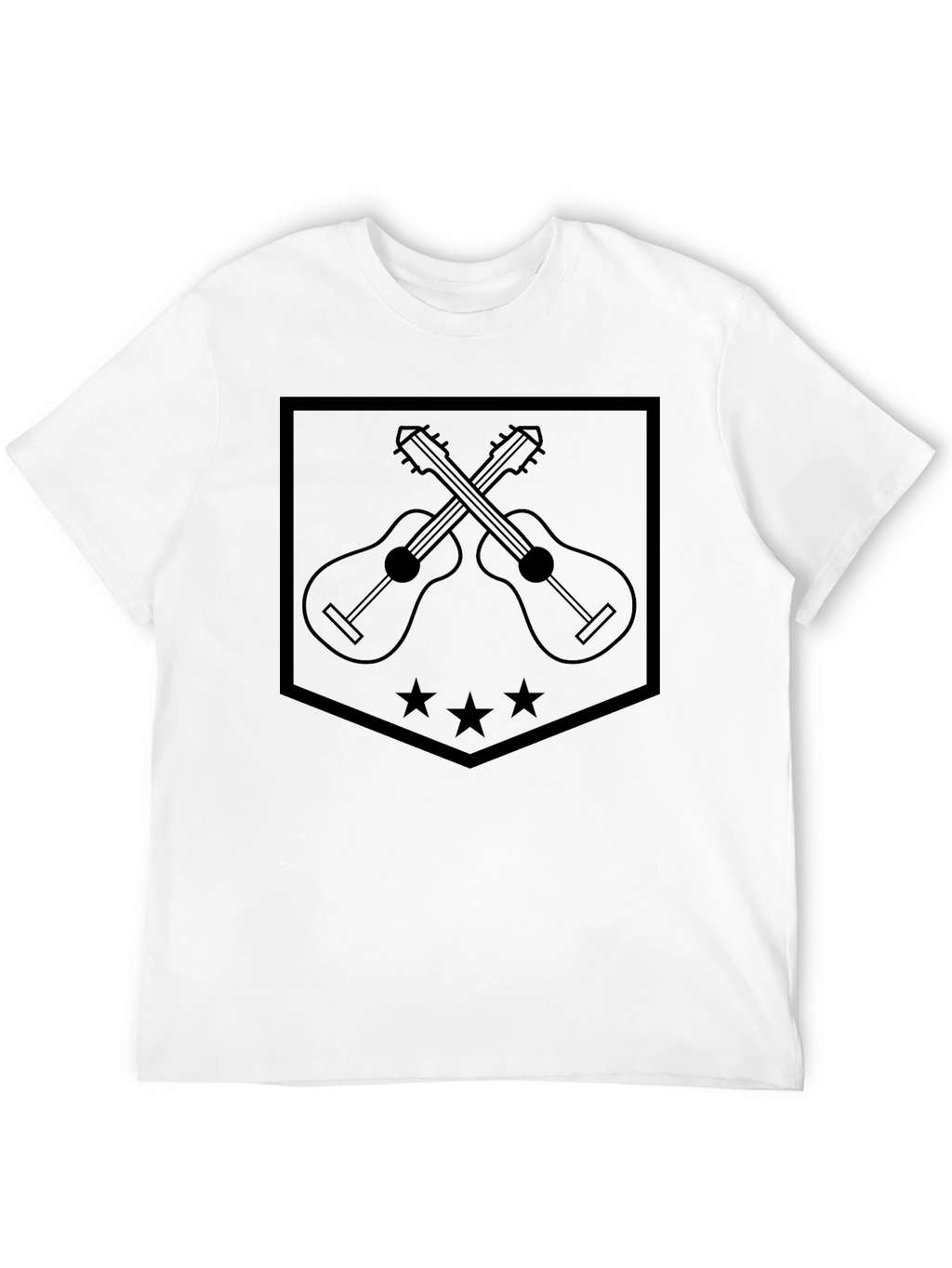 Guitar Emblem Tee - Classic Black Cotton T-Shirt