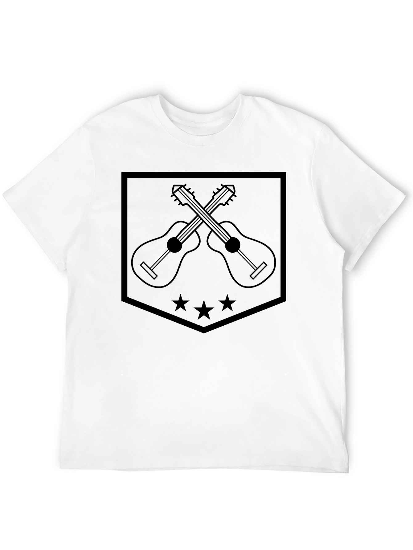 Guitar Emblem Tee - Classic Black Cotton T-Shirt