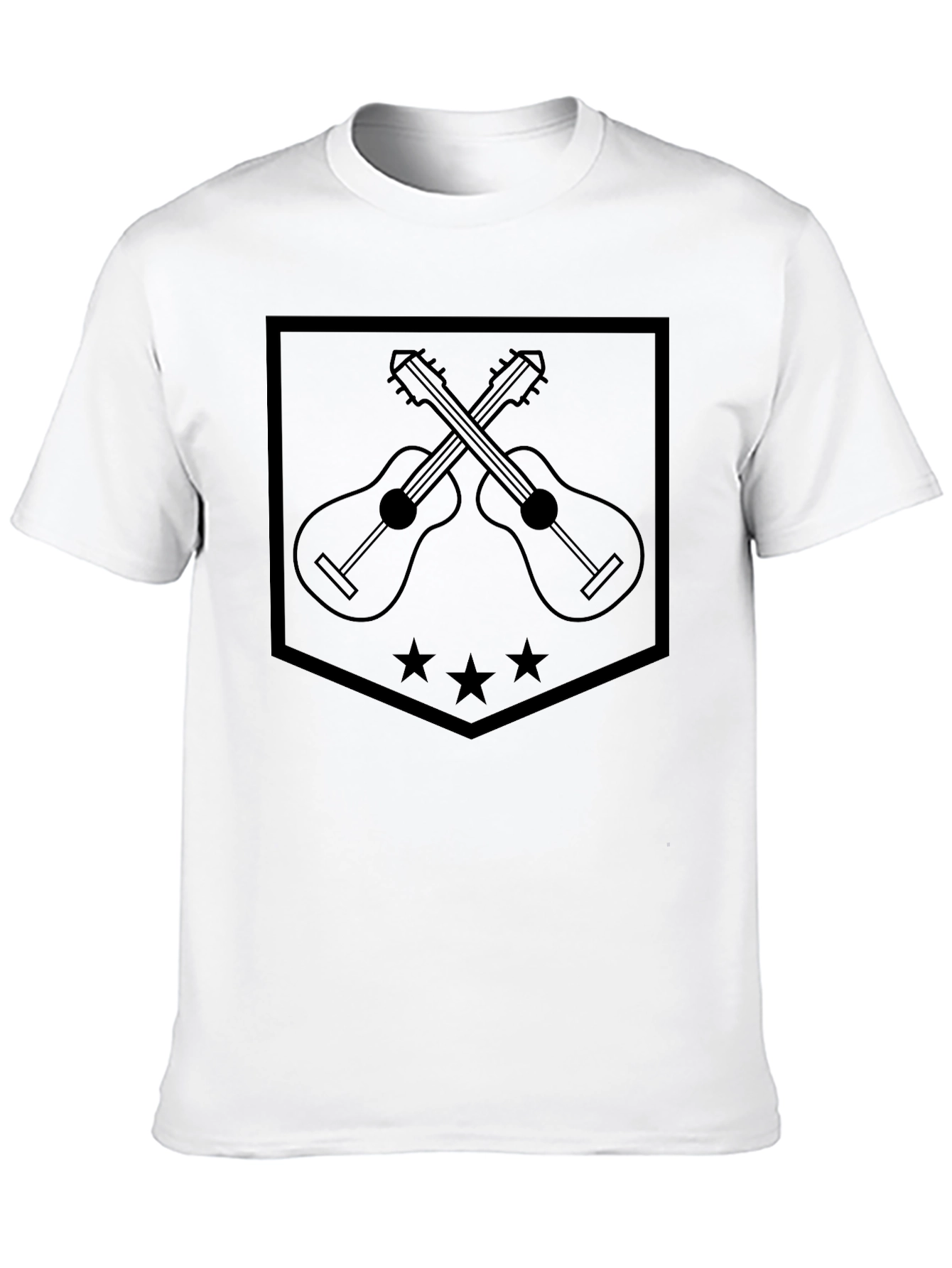 Guitar Emblem Tee - Classic Black Cotton T-Shirt