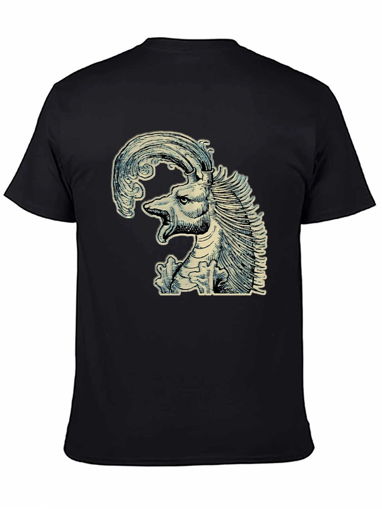 Mythical Creature Graphic Tee - Unique Black T-Shirt