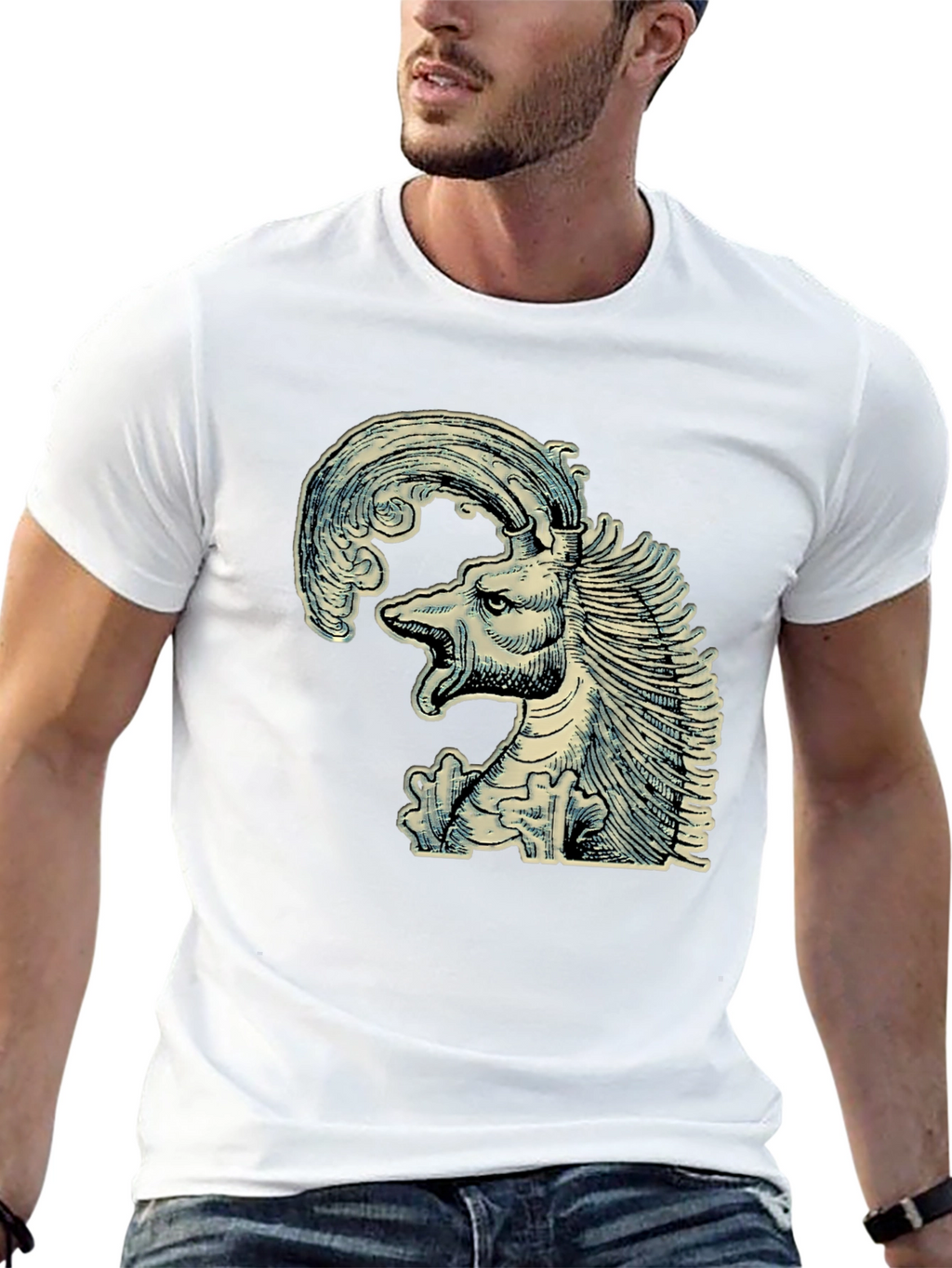 Mythical Creature Graphic Tee - Unique Black T-Shirt