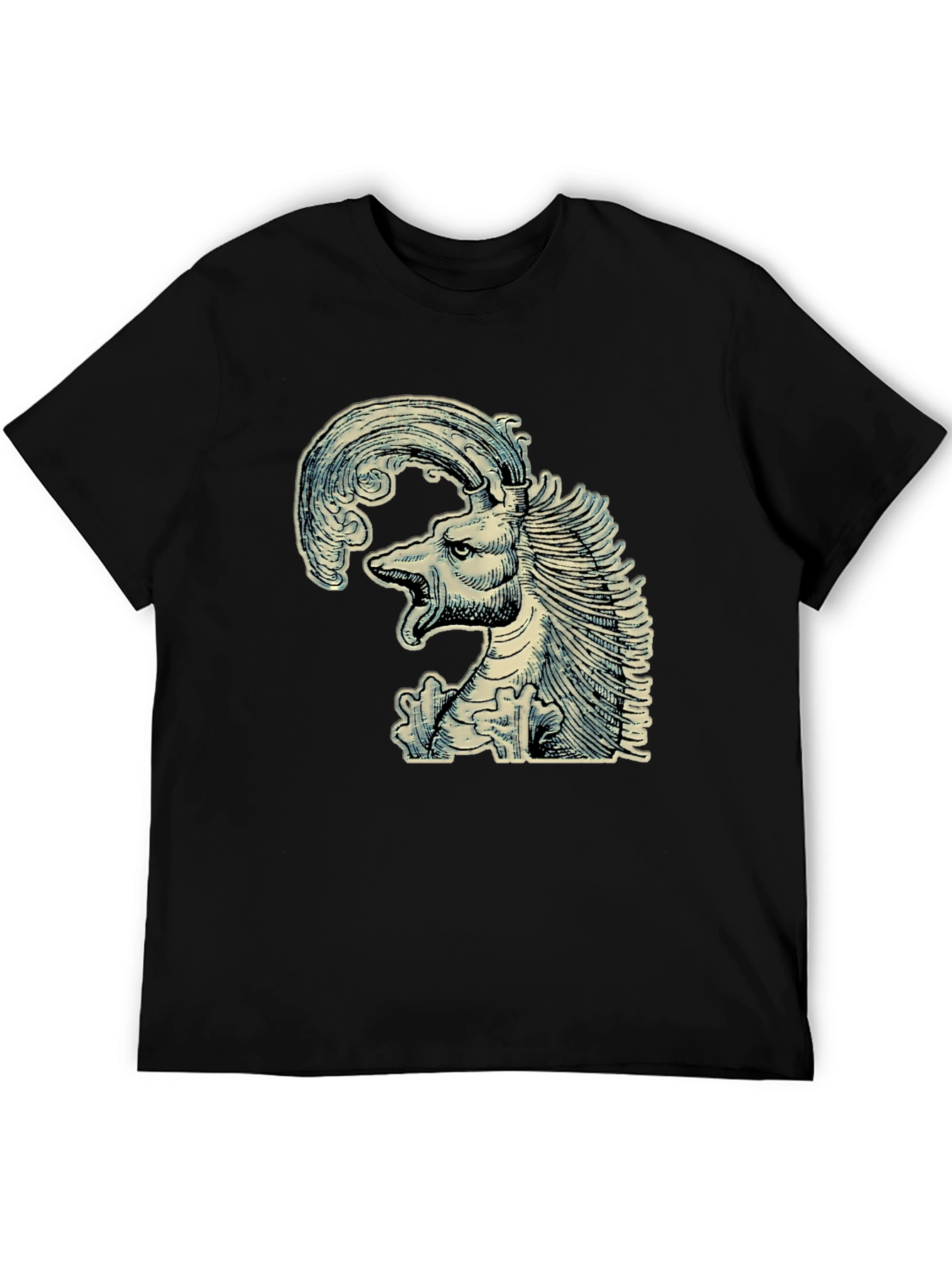 Mythical Creature Graphic Tee - Unique Black T-Shirt