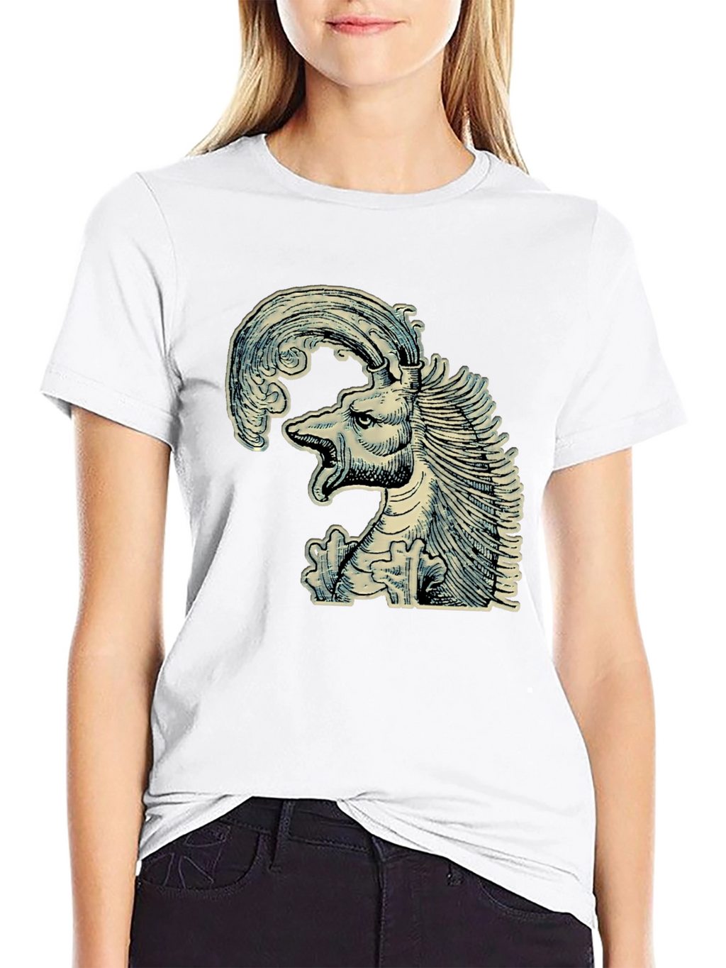 Mythical Creature Graphic Tee - Unique Black T-Shirt