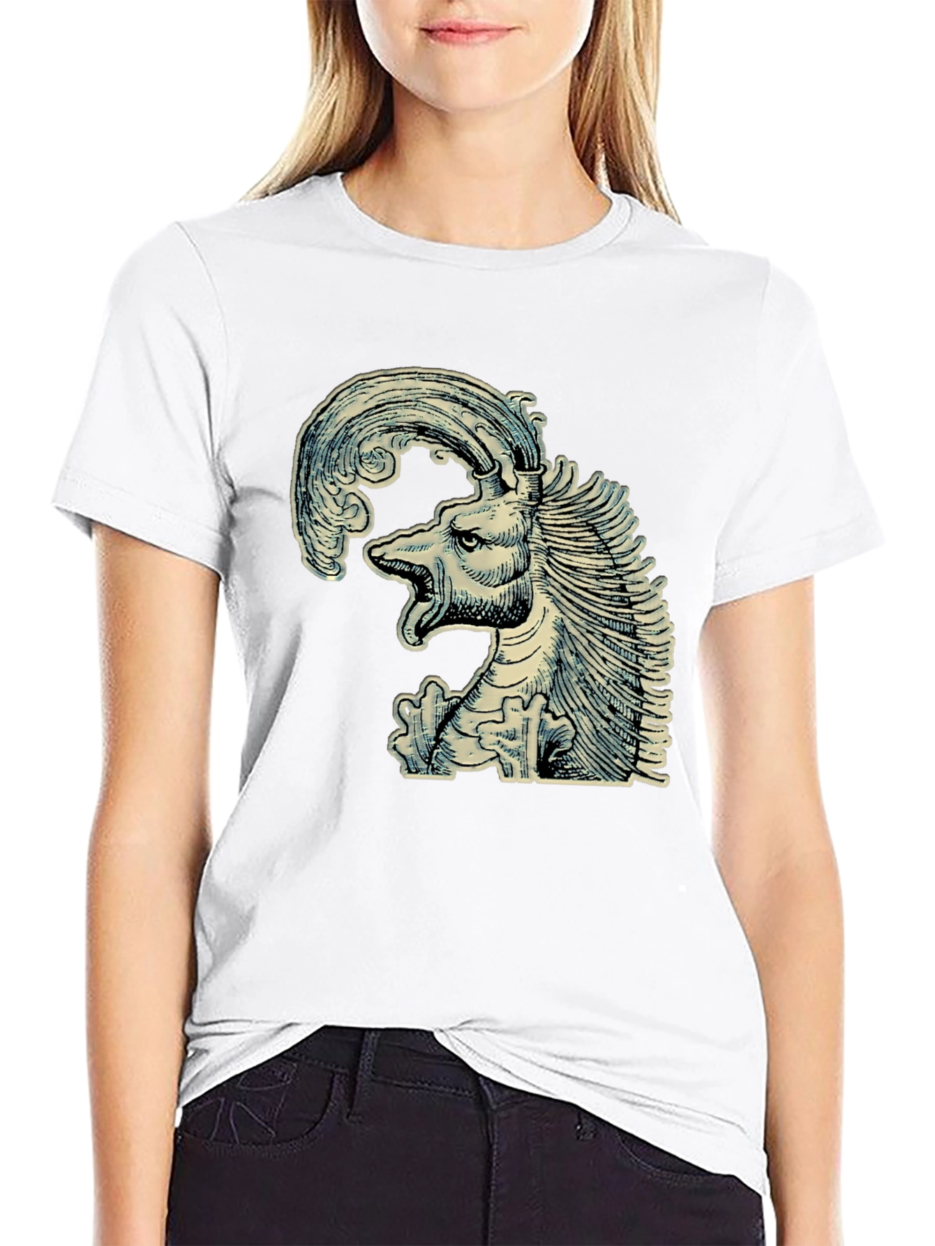 Mythical Creature Graphic Tee - Unique Black T-Shirt
