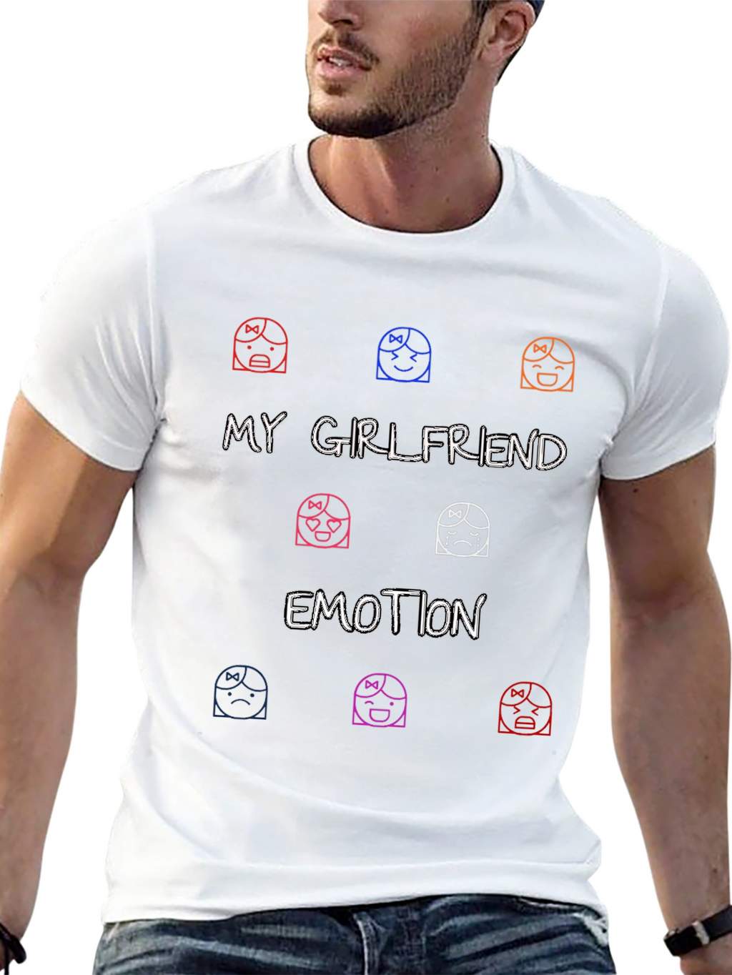 My Girlfriend Emotion Graphic Tee - Black