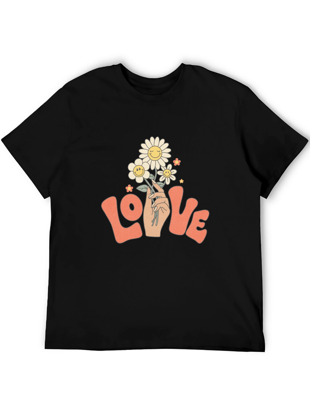Retro Love Floral T-Shirt - Groovy Smiley Daisies