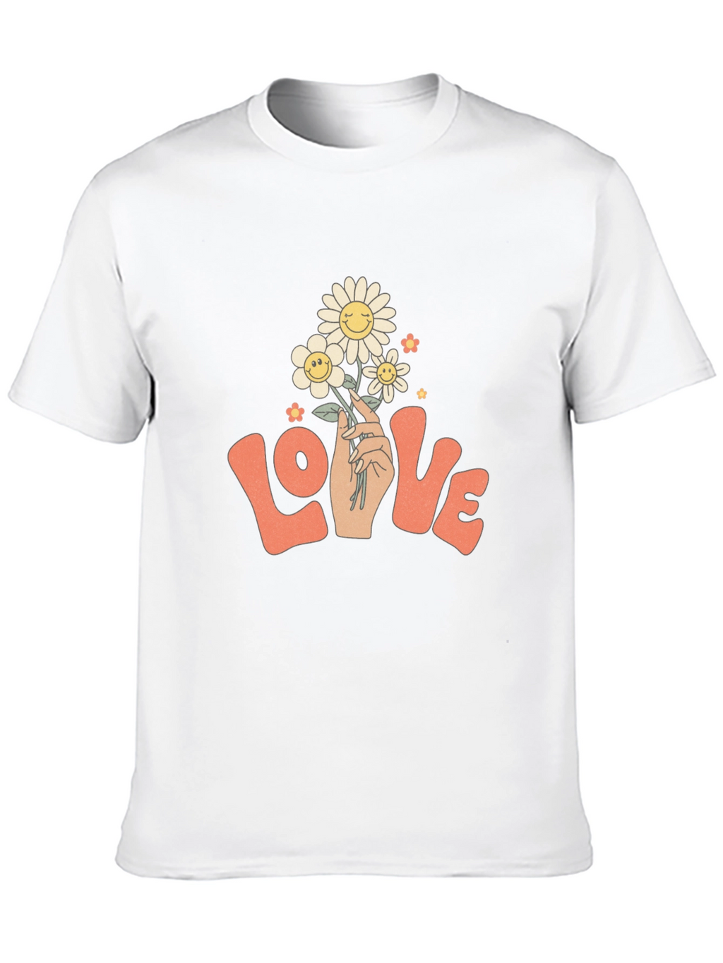 Retro Love Floral T-Shirt - Groovy Smiley Daisies