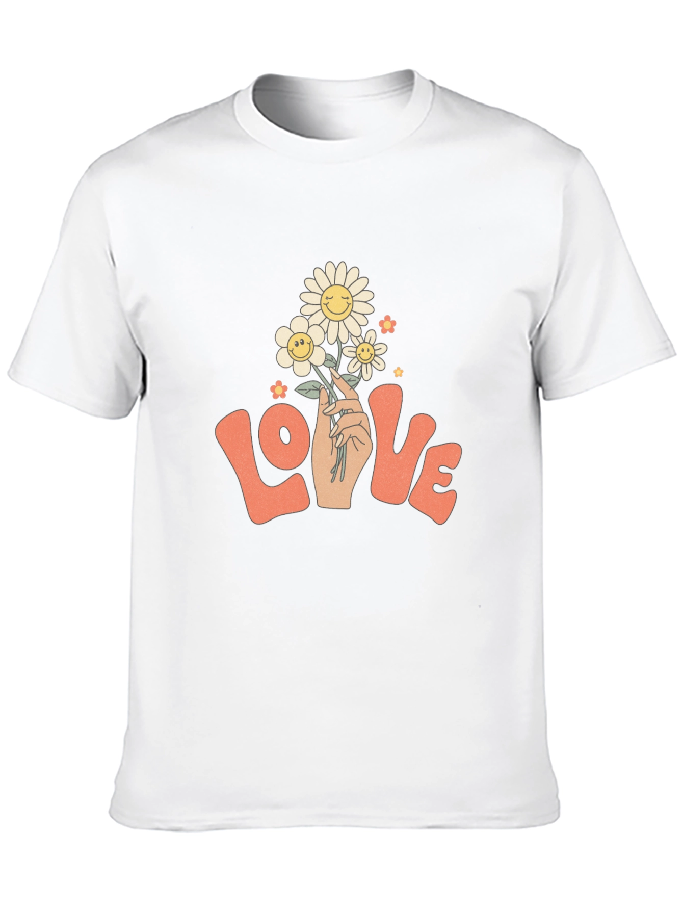 Retro Love Floral T-Shirt - Groovy Smiley Daisies