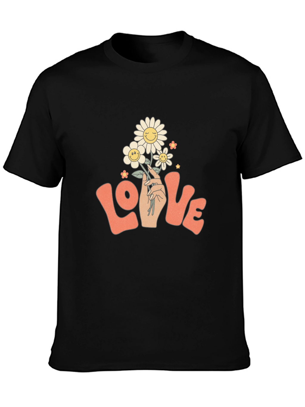 Retro Love Floral T-Shirt - Groovy Smiley Daisies