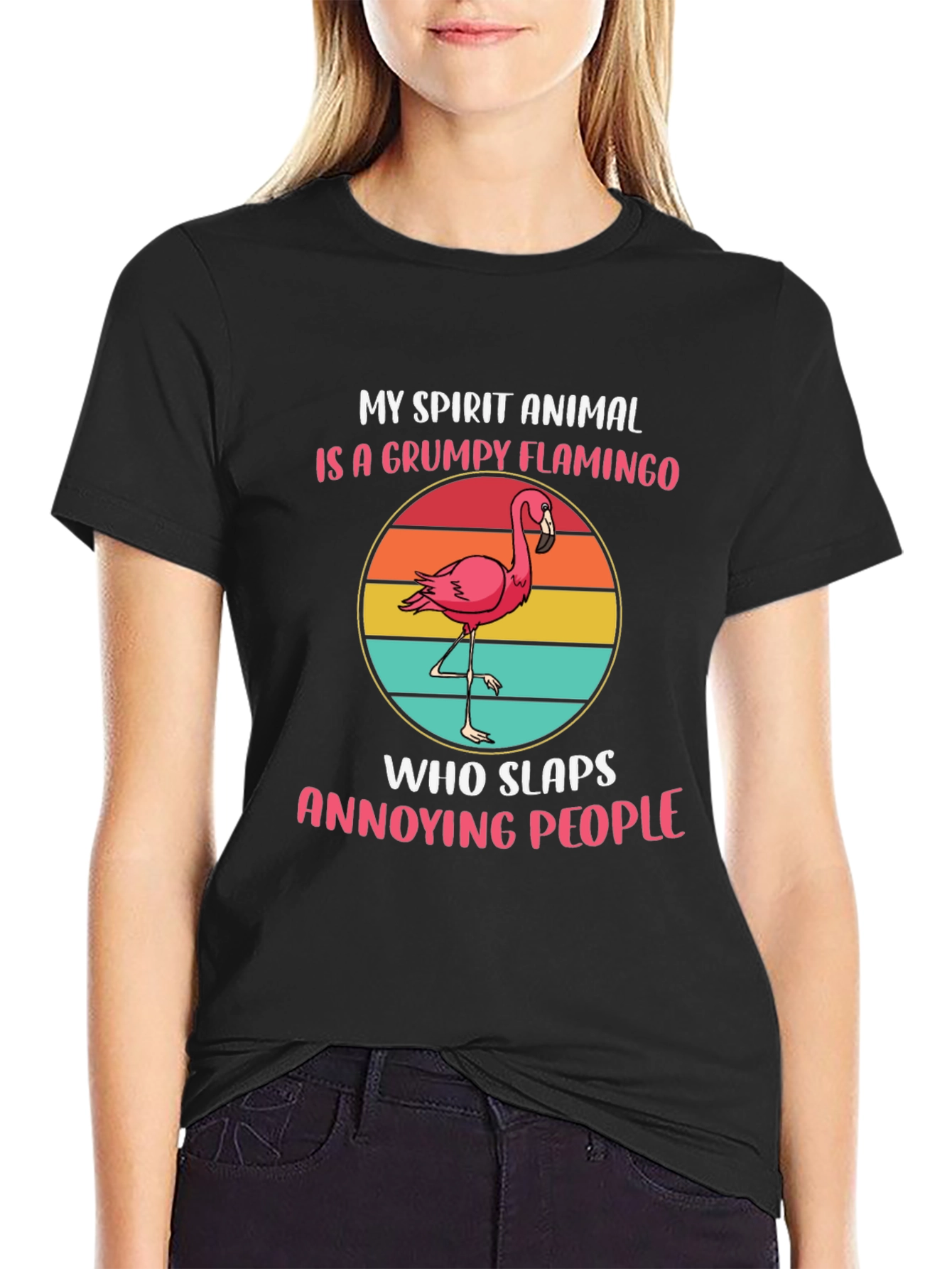 Grumpy Flamingo Spirit Animal T-Shirt