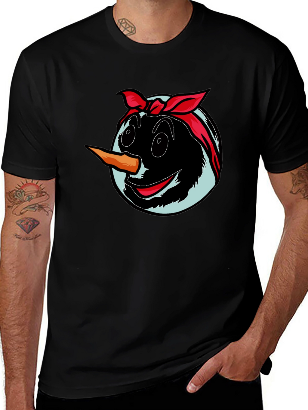 Snowman Face Graphic T-Shirt