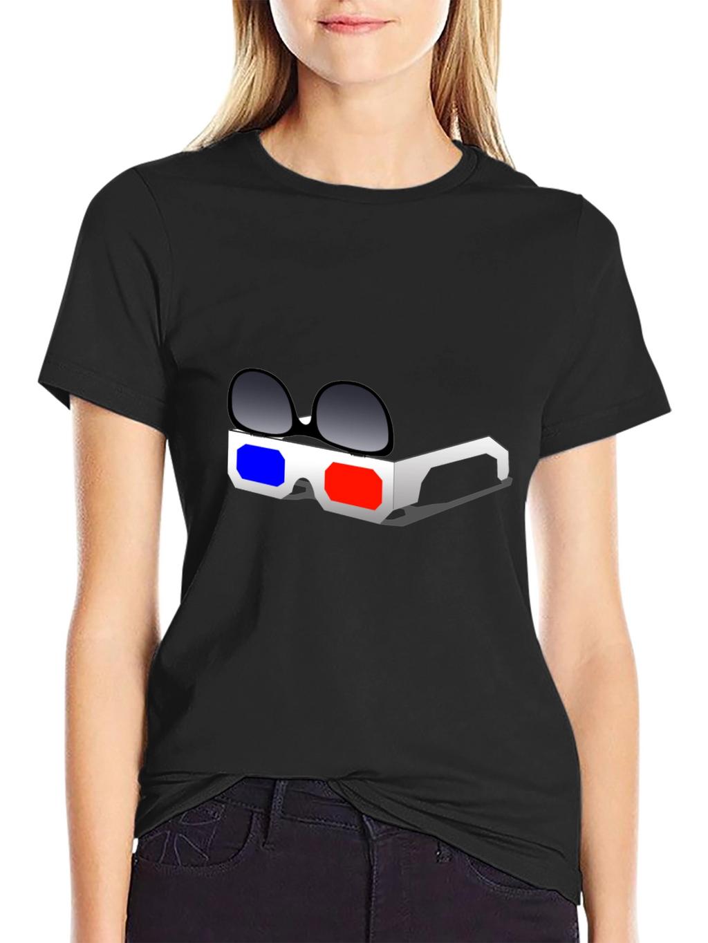 3D Glasses Graphic T-Shirt - Retro Style