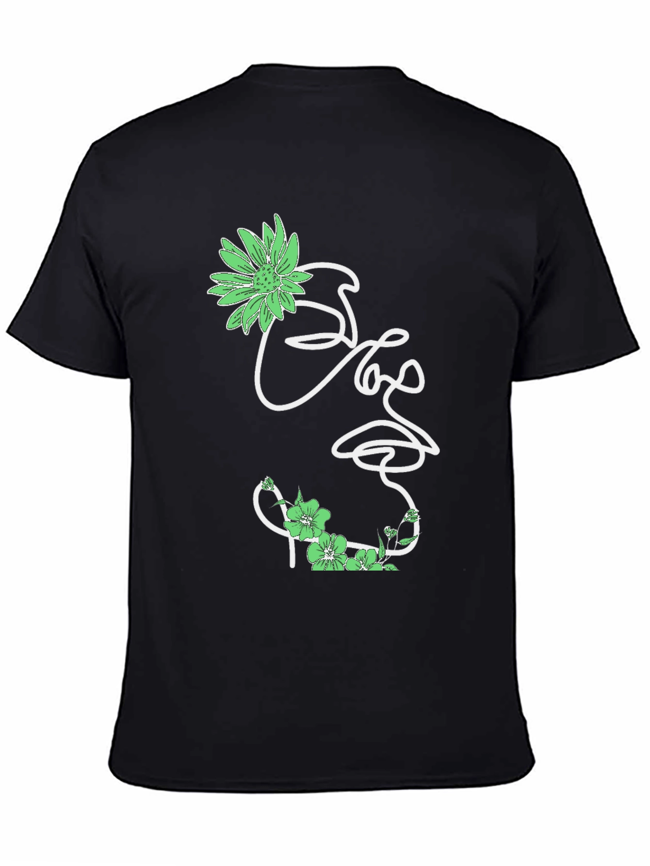 Floral Face Graphic Tee - Stylish Mens Black T-Shirt