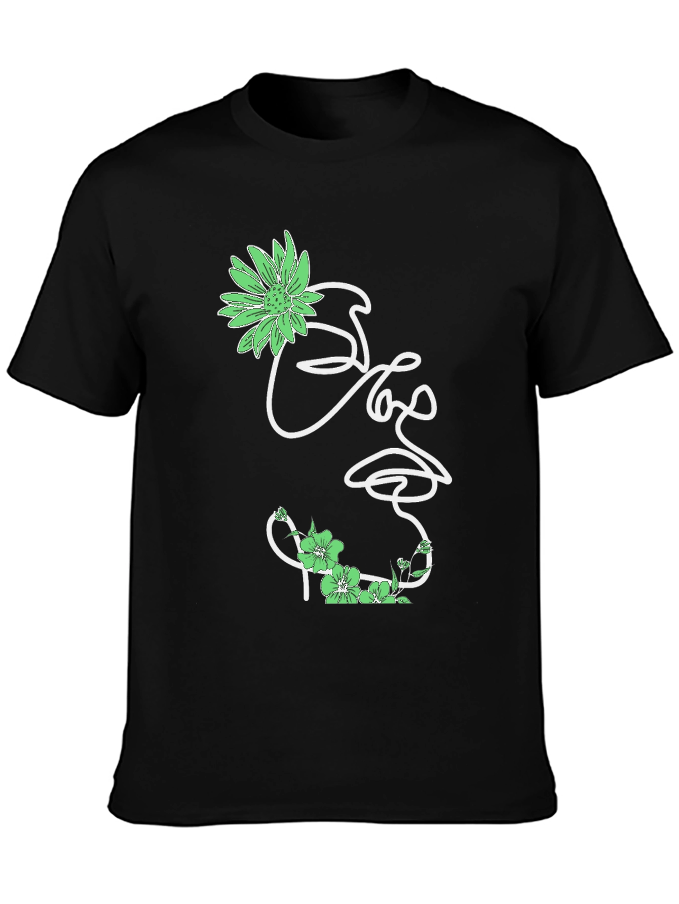 Floral Face Graphic Tee - Stylish Mens Black T-Shirt