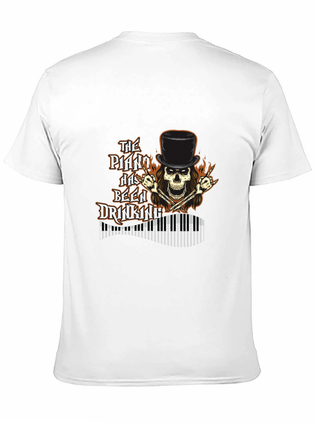 Piano Drinking Skeleton T-Shirt - Rock Style