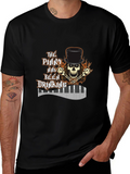 Piano Drinking Skeleton T-Shirt - Rock Style