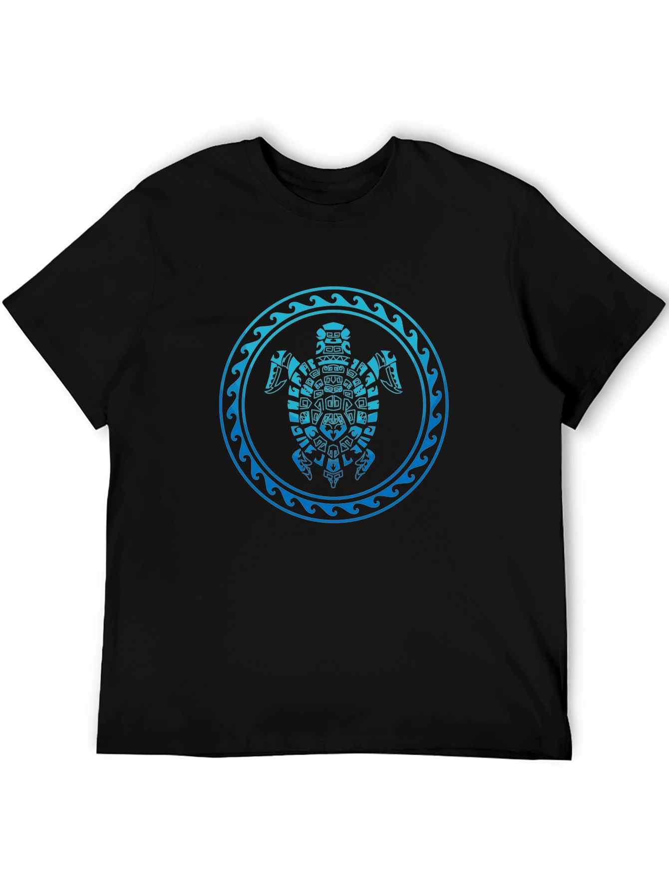Tribal Turtle Graphic T-Shirt - Black