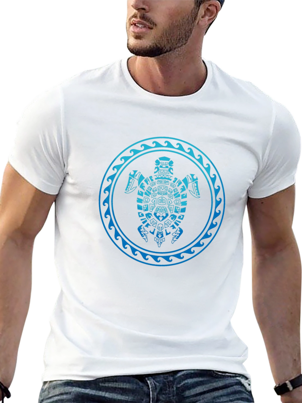 Tribal Turtle Graphic T-Shirt - Black