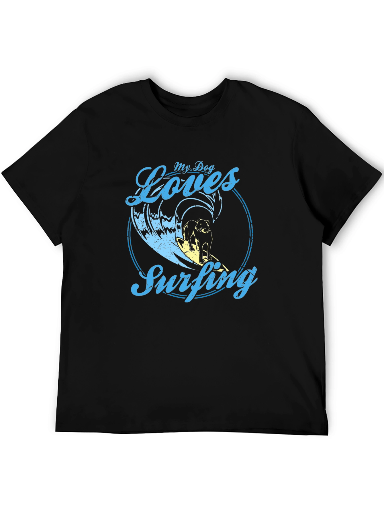 Dog Surfing Graphic Tee -  Cool Dog Lover Shirt