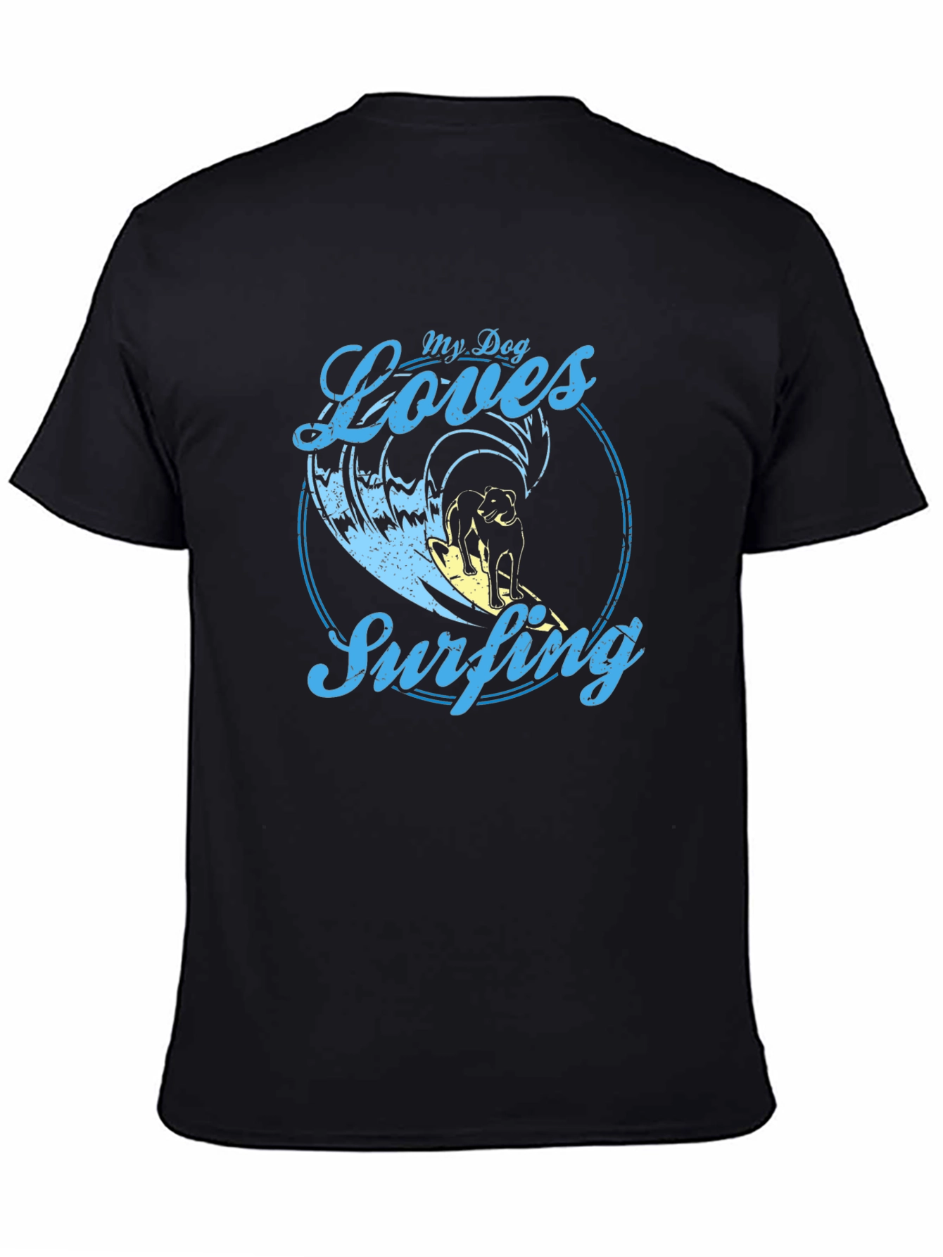 Dog Surfing Graphic Tee -  Cool Dog Lover Shirt