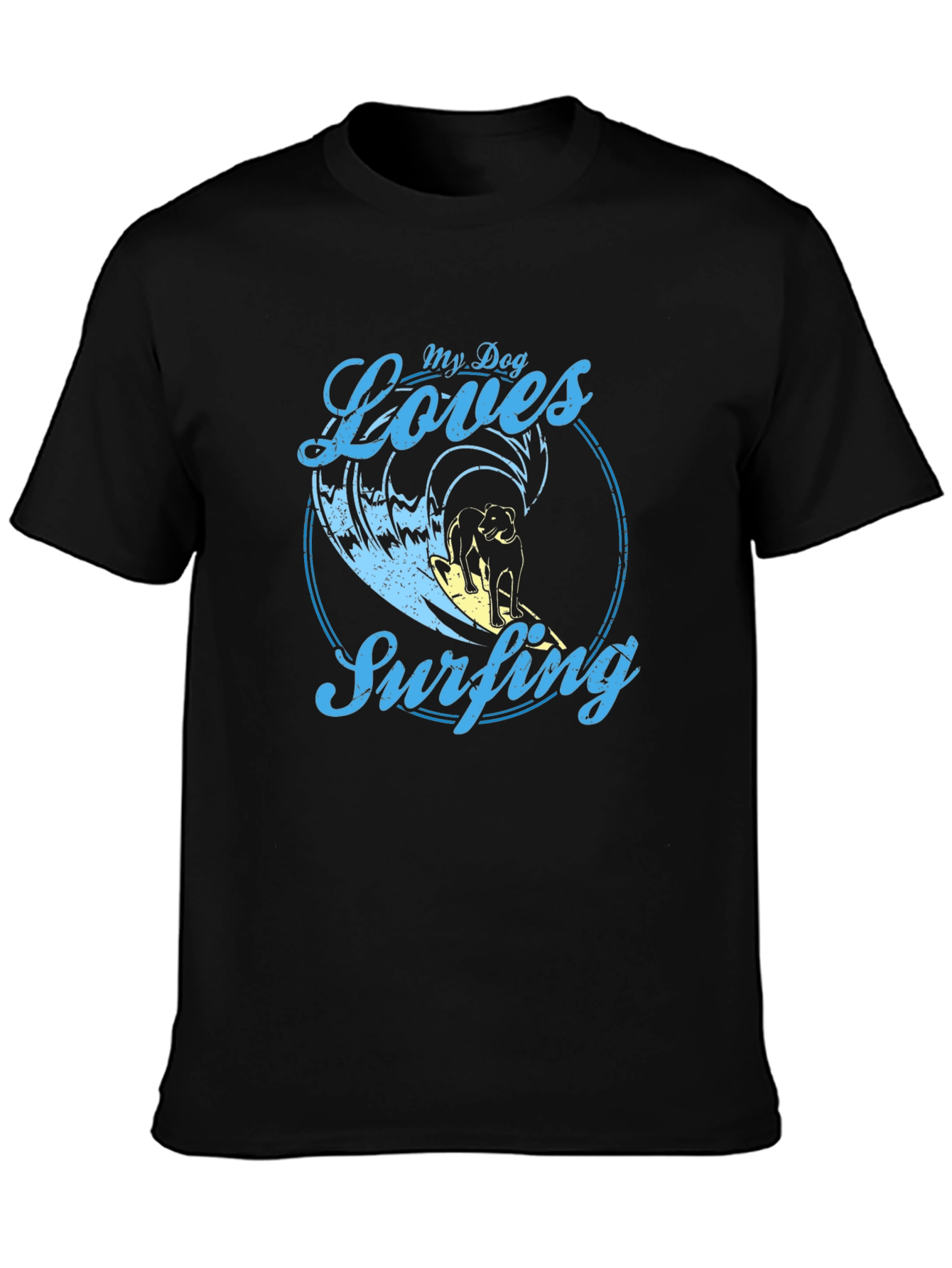 Dog Surfing Graphic Tee -  Cool Dog Lover Shirt