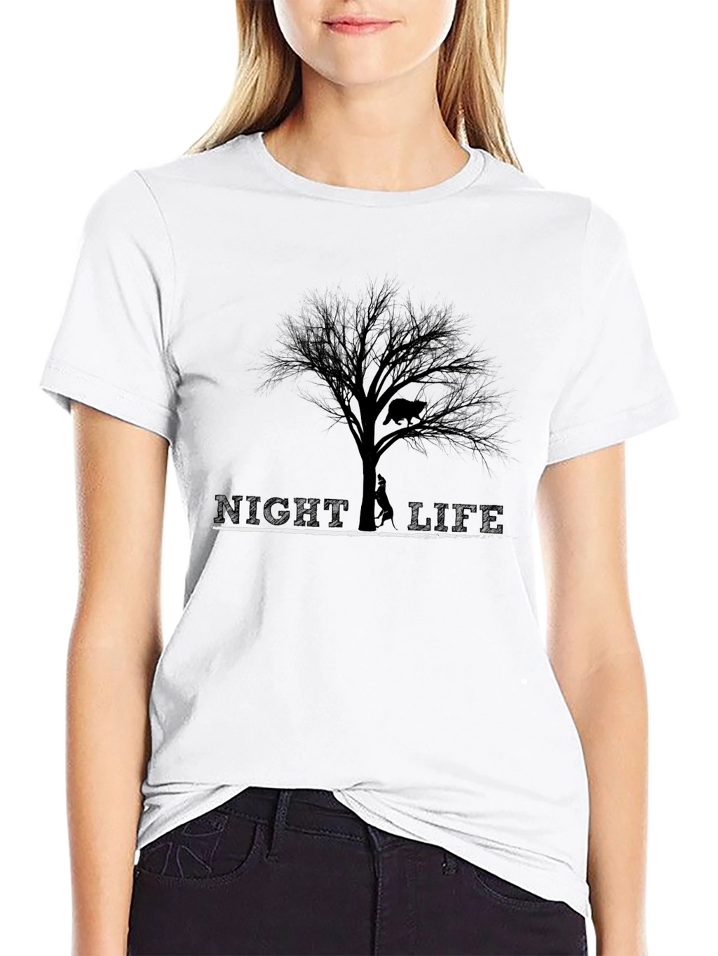 Night Life Tree Graphic Tee - Unisex Black T-Shirt