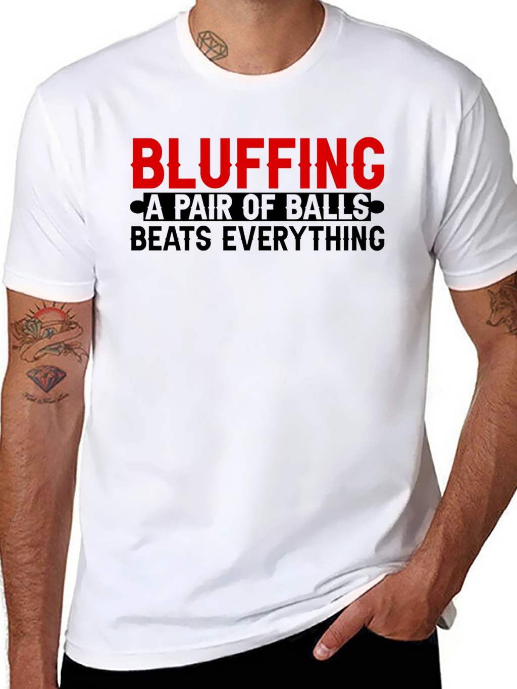 Bluffing Balls Graphic Tee Shirt - Novelty Statement