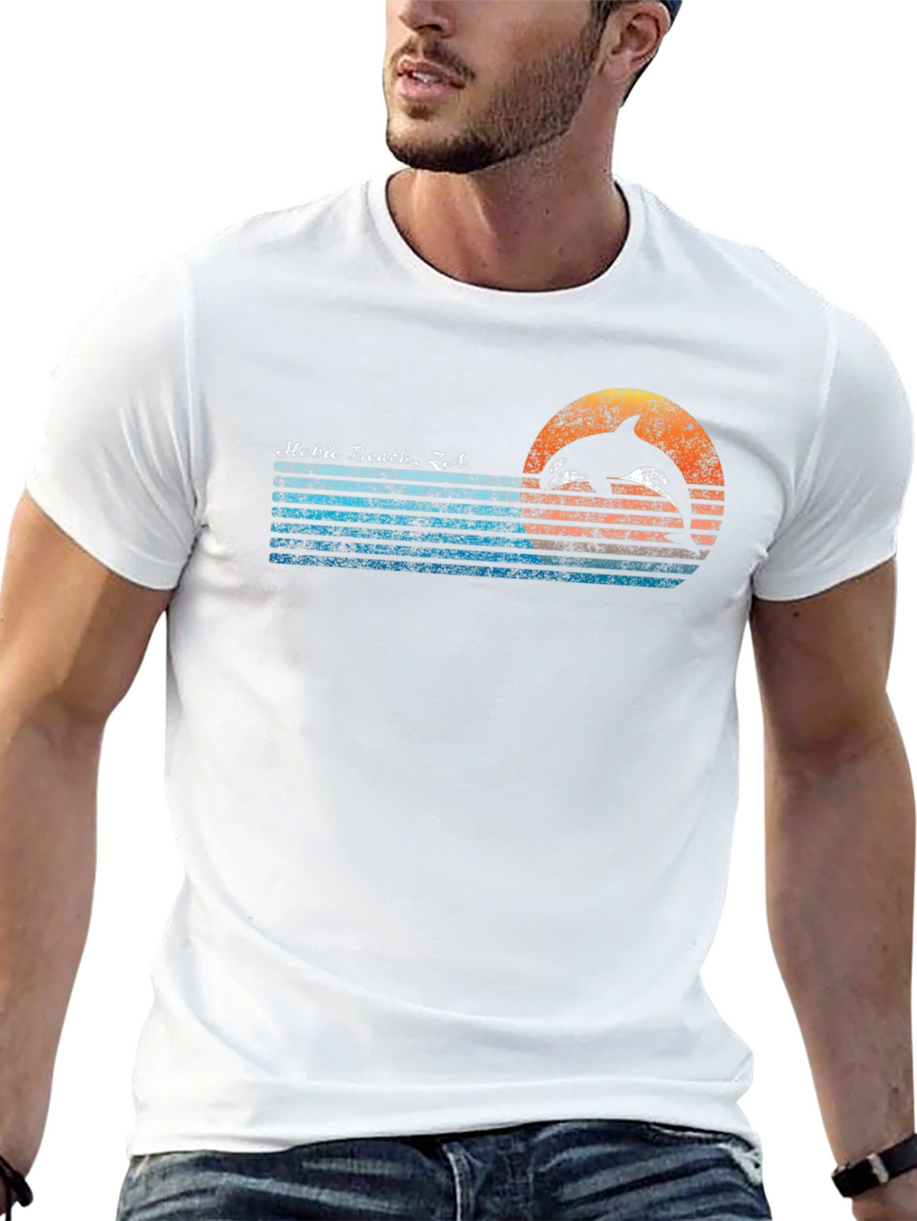 Hobie Beach CA Dolphin Graphic Tee - Retro Style