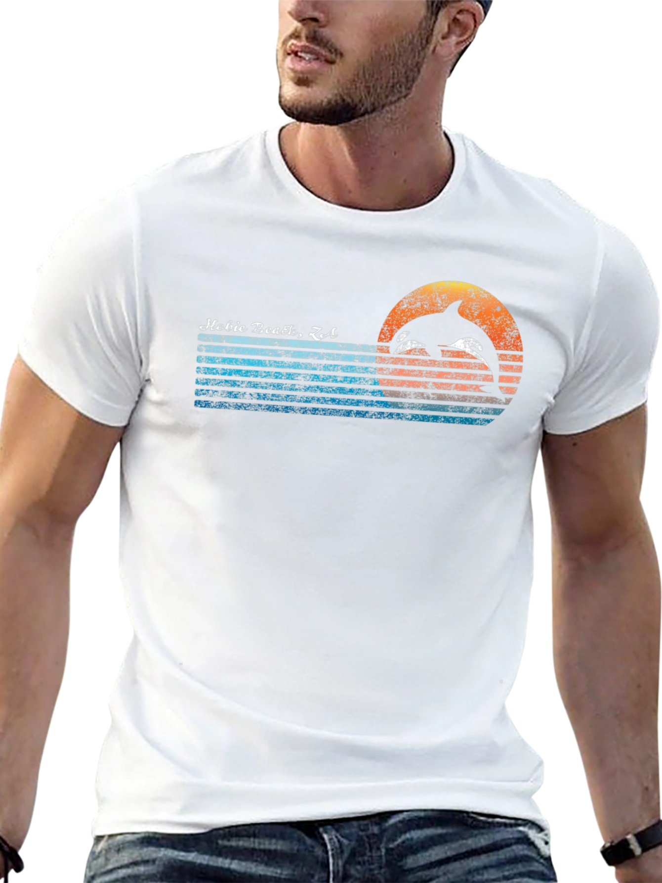 Hobie Beach CA Dolphin Graphic Tee - Retro Style
