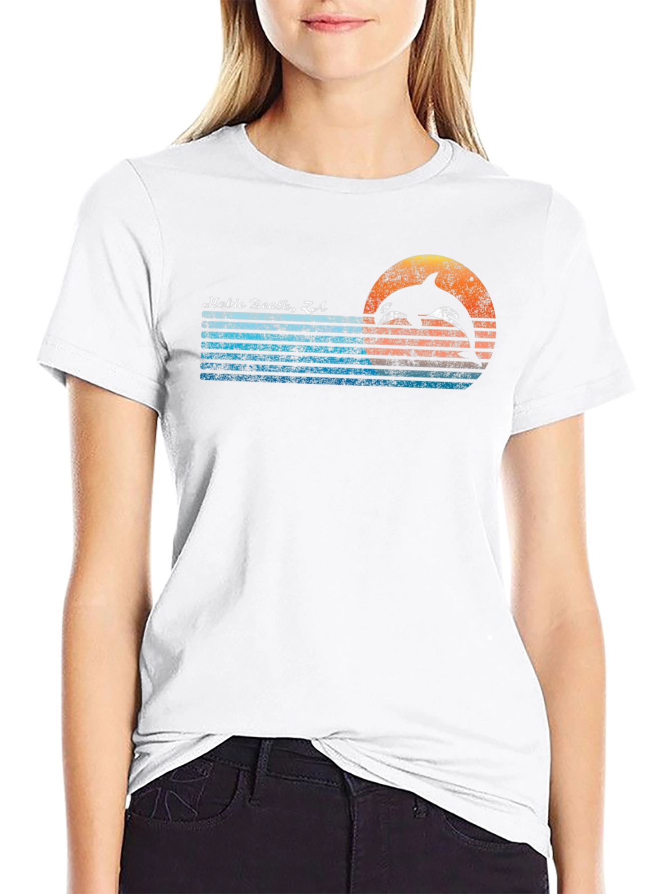Hobie Beach CA Dolphin Graphic Tee - Retro Style