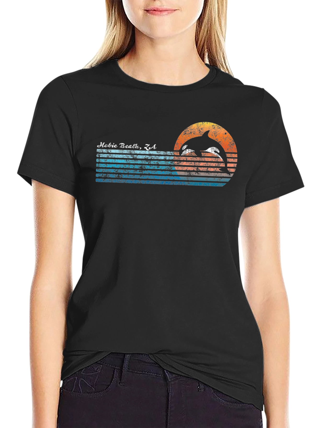 Hobie Beach CA Dolphin Graphic Tee - Retro Style