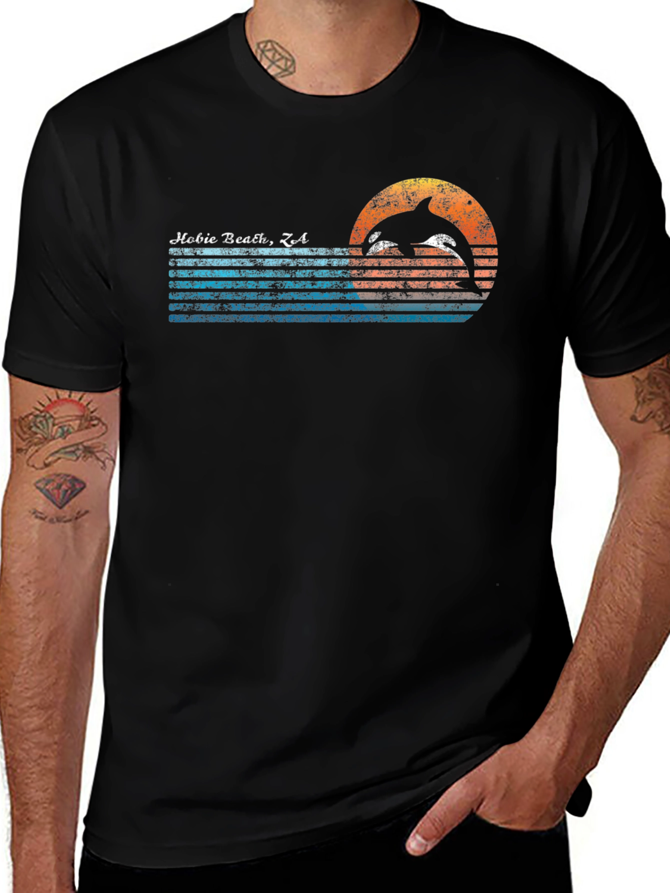 Hobie Beach CA Dolphin Graphic Tee - Retro Style