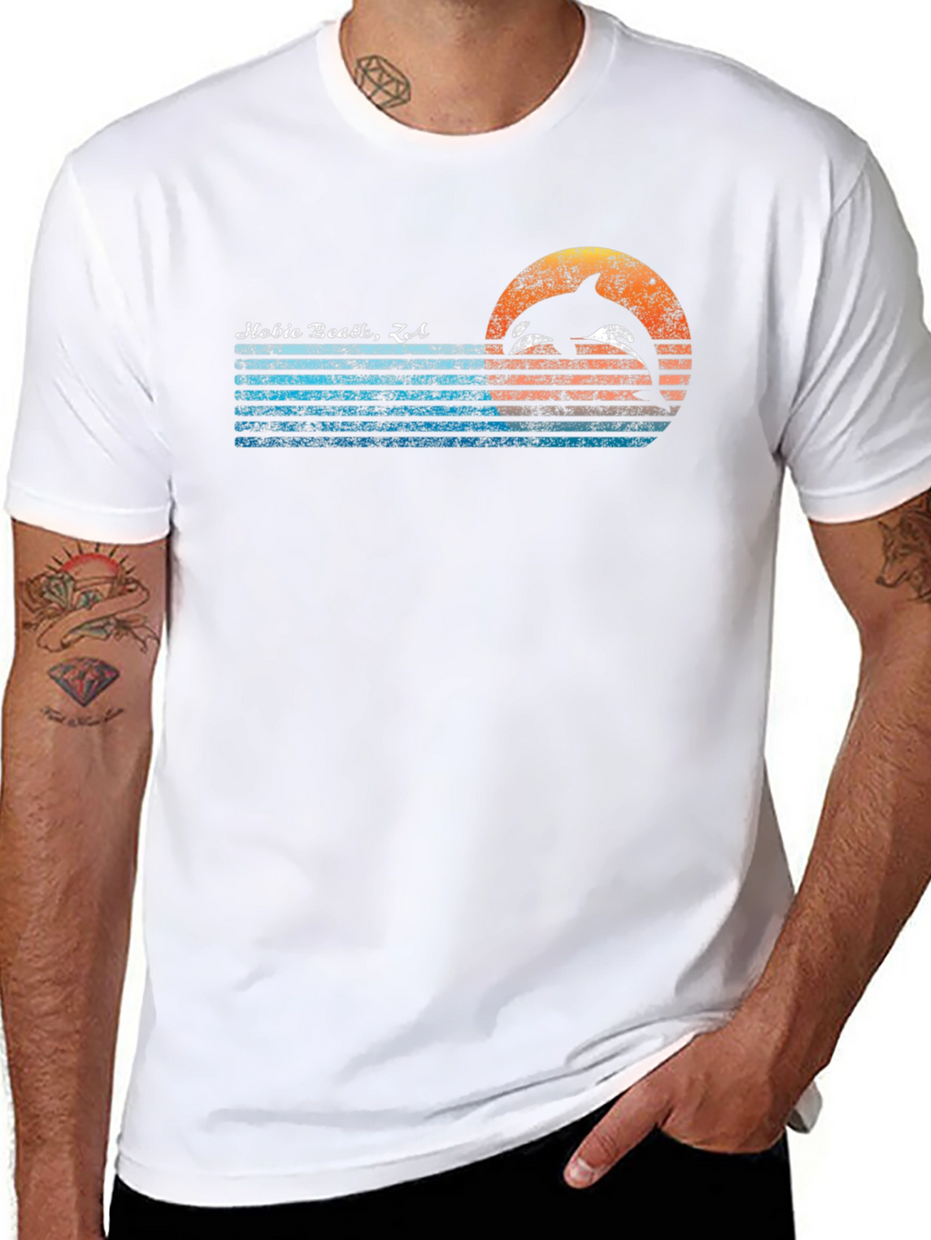 Hobie Beach CA Dolphin Graphic Tee - Retro Style