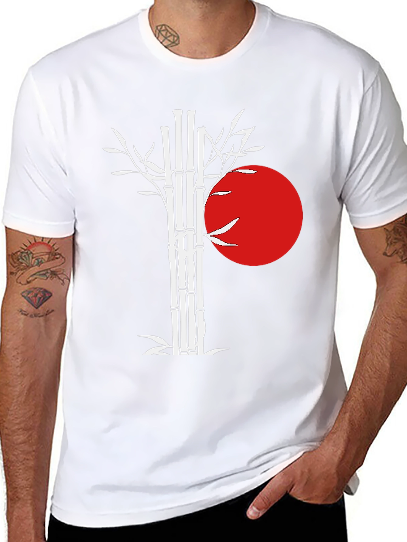Bamboo & Rising Sun Graphic Tee - Black